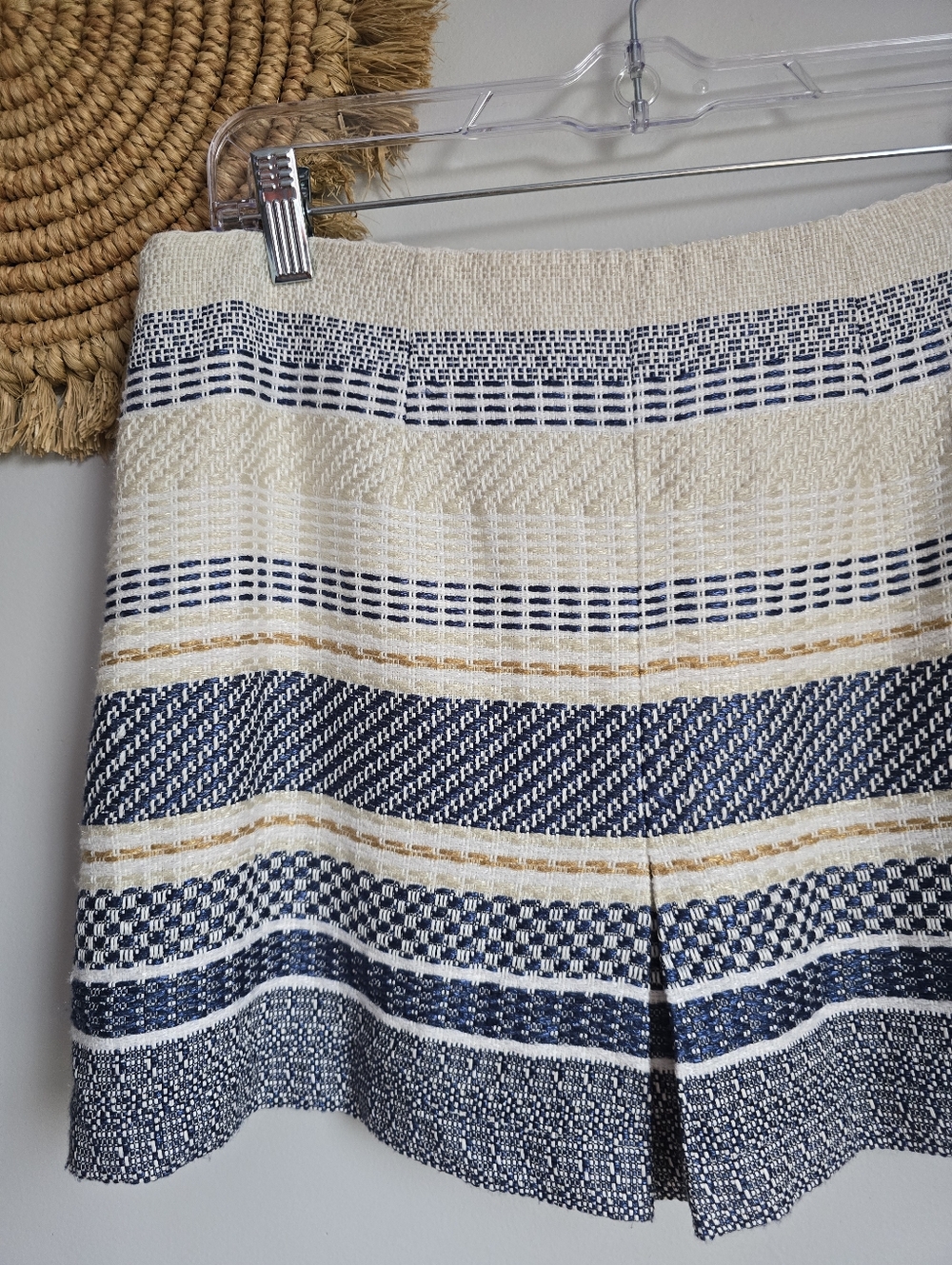 Anthropologie Cartonnier Lana Tweed Jacquard Striped Shorts Skort SZ 10 Preppy - Picture 8 of 11